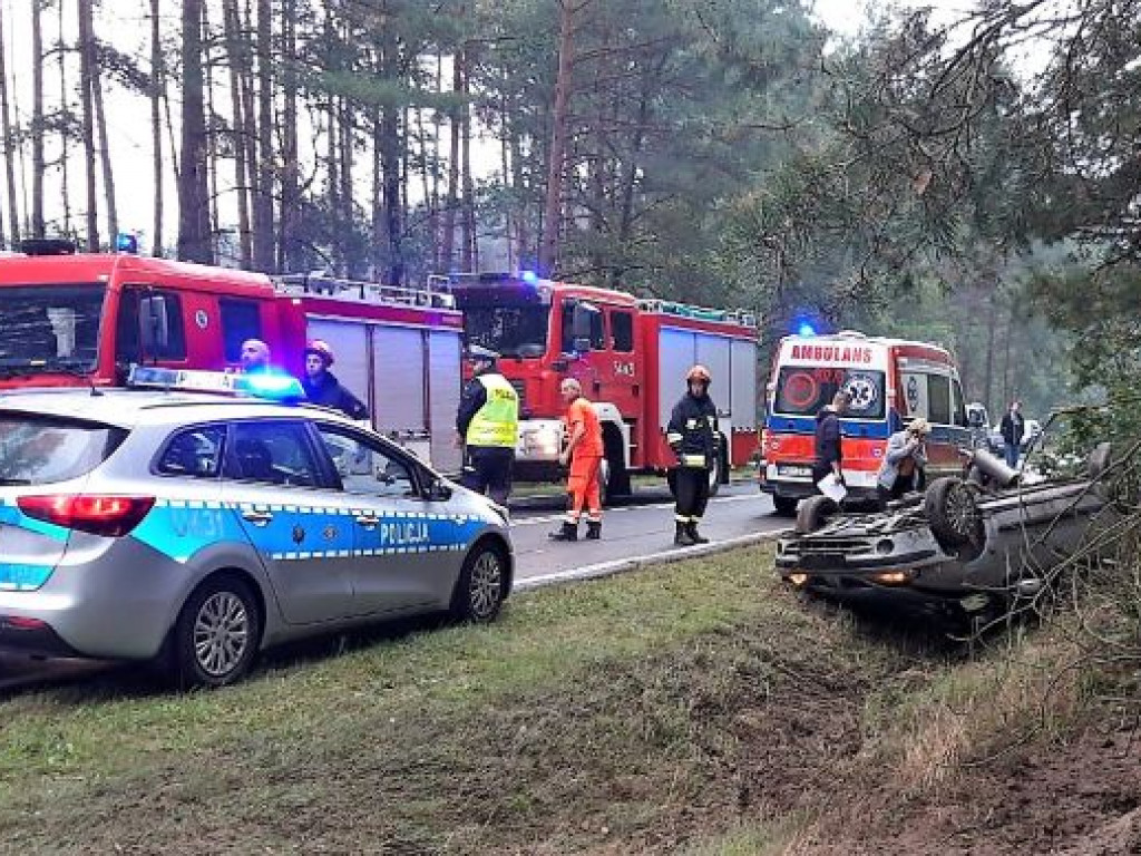 Dachował w przydrożnym rowie