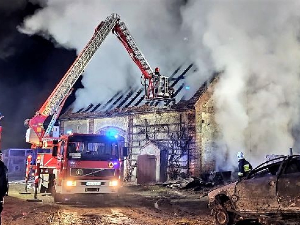 Pożar budynku gospodarczego w Bałdowicach