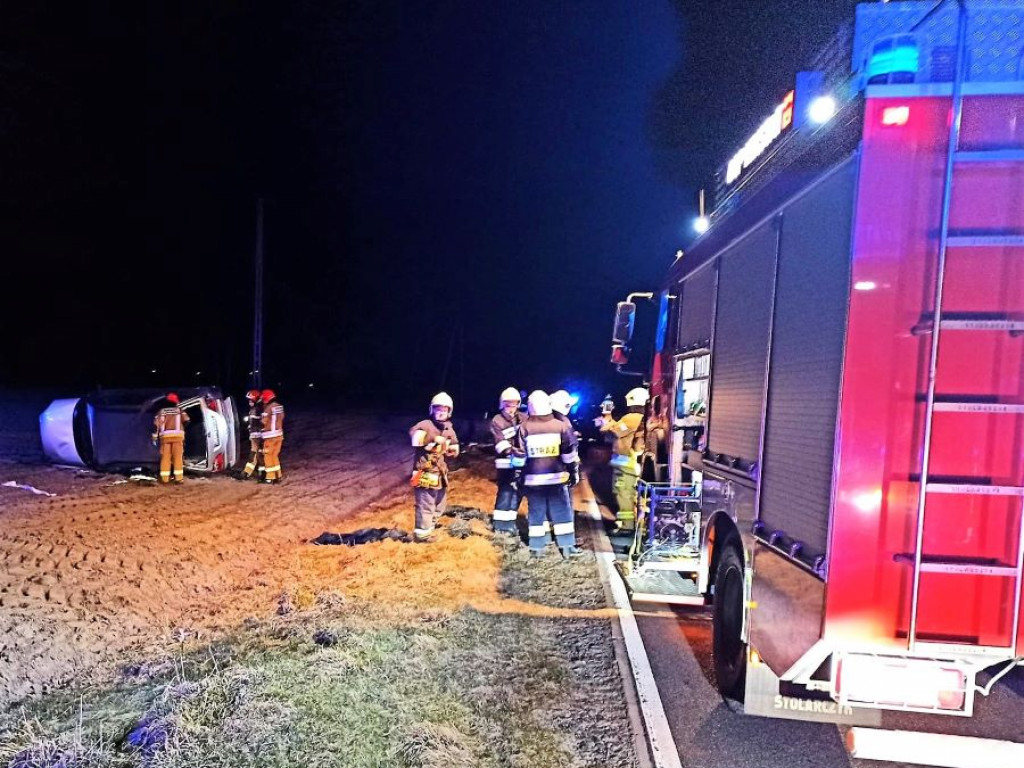 KALISZKOWICE KALISKIE: Samochód zjechał z drogi