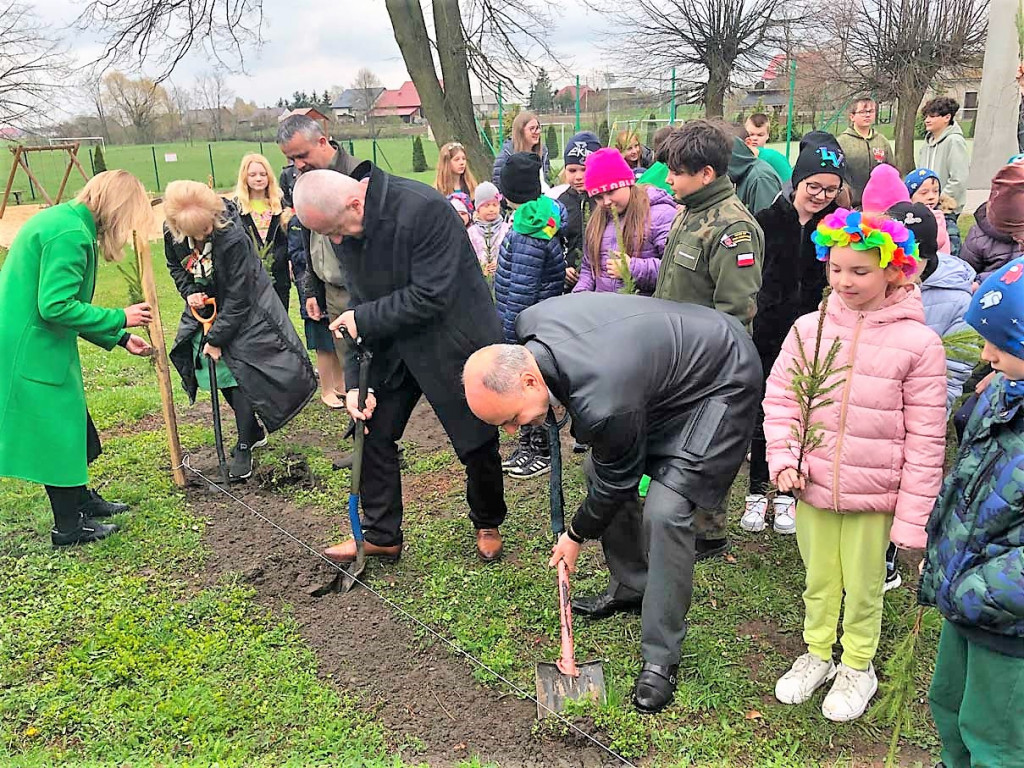 Świerkowy skwer w Biskupicach Zabarycznych