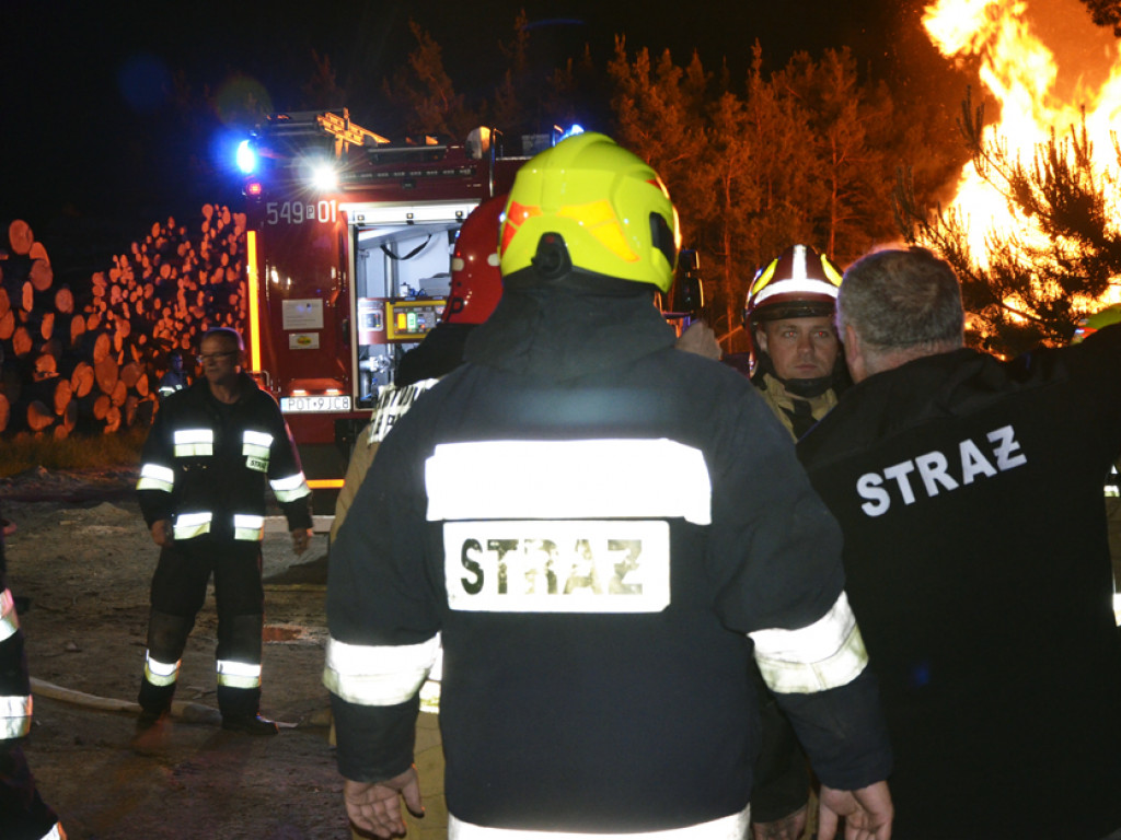 Pożar składu drewna w Salamonach