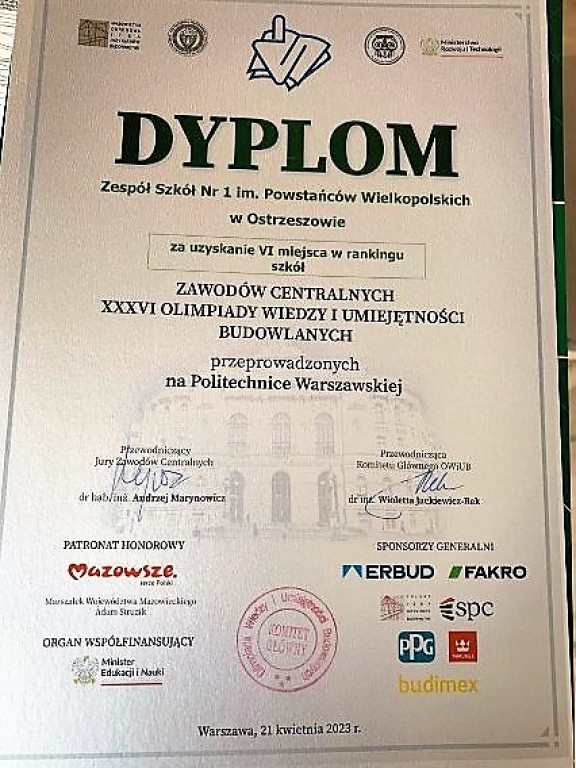 Technikum Budowlane ZS Nr 1 wśród najlepszych