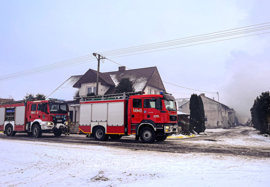 Pożar budynku inwentarskiego