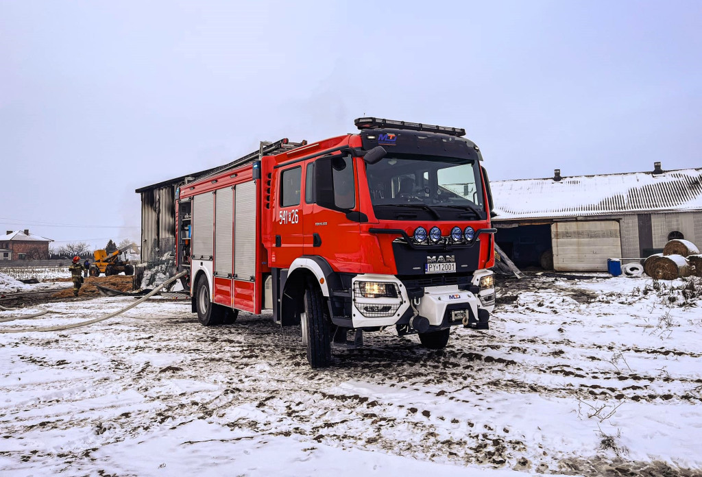 Pożar budynku inwentarskiego