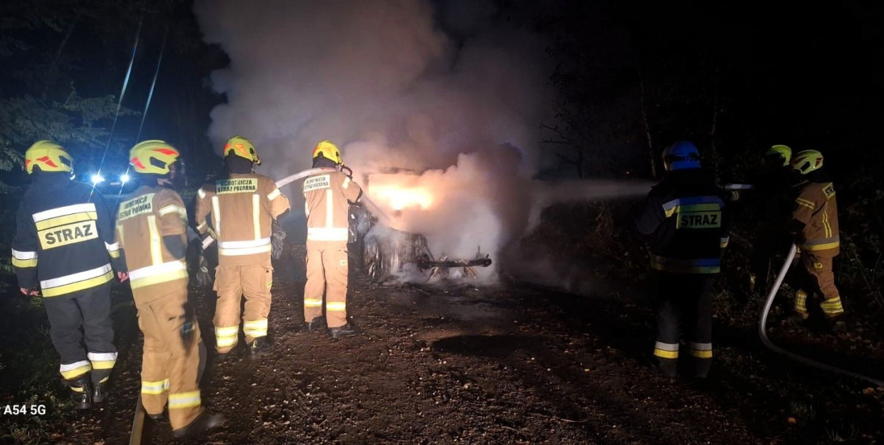 Pożar BMW w Racławicach