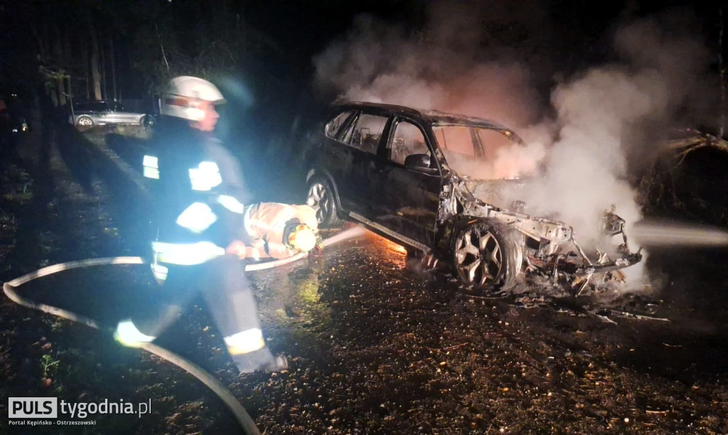 Pożar BMW w Racławicach