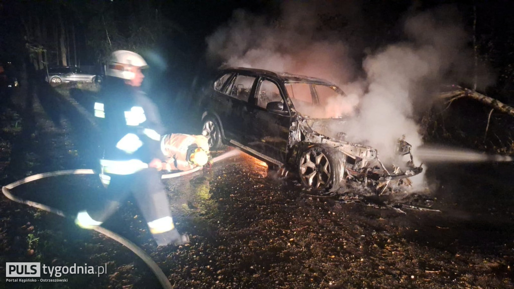 Pożar BMW w Racławicach