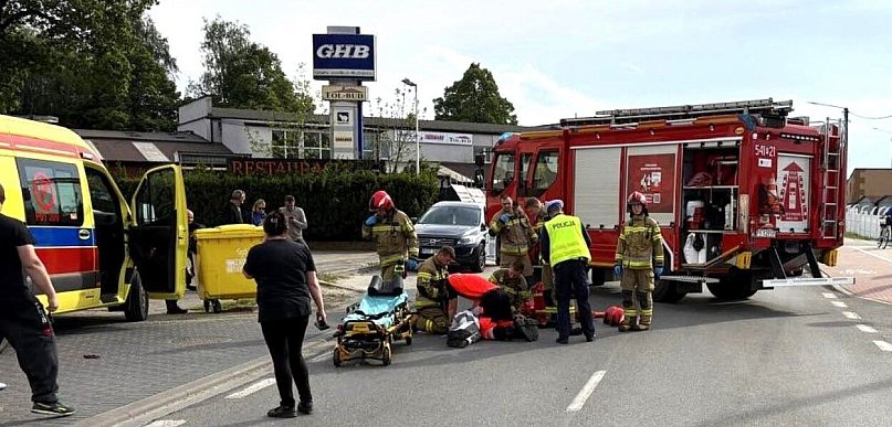 Ranny motocyklista został przewieziony do szpitala
