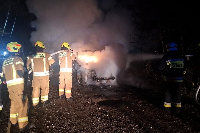 Pożar BMW w Racławicach